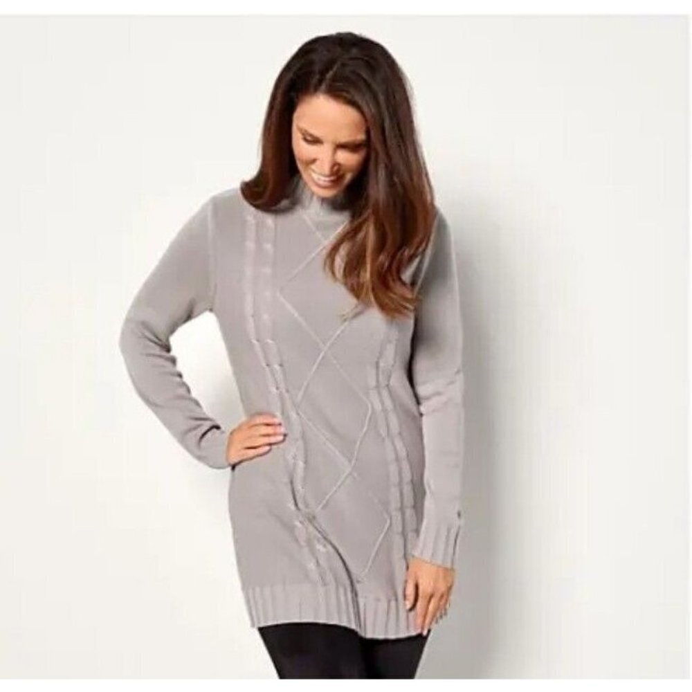 All Worthy Hunter McGrady Tunic  Sweater Grey Cloud, XX-Small
